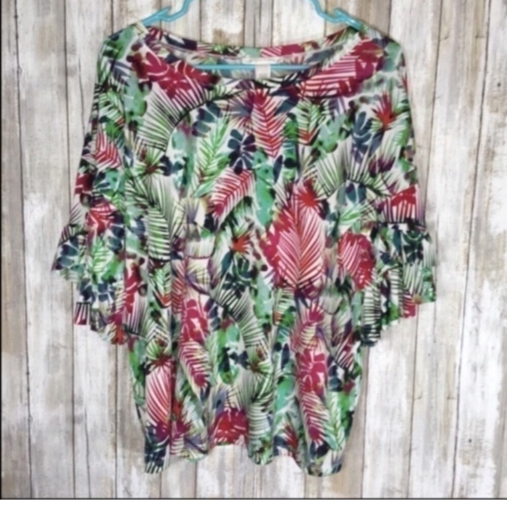 London Times Ruffle Sleeve Blouse